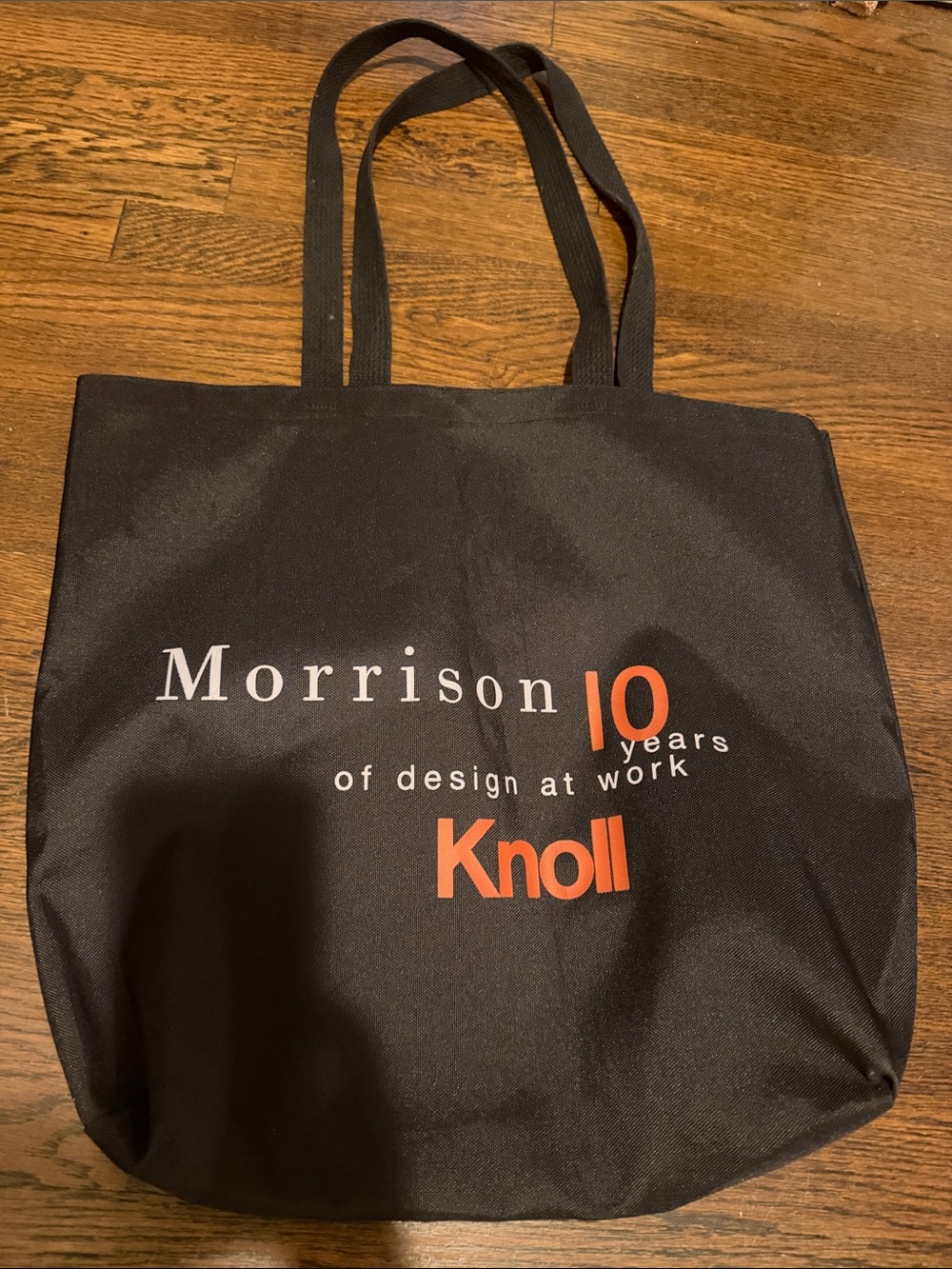 Vintage Knoll Black Canvas Tote with Orange Logo, new never used!